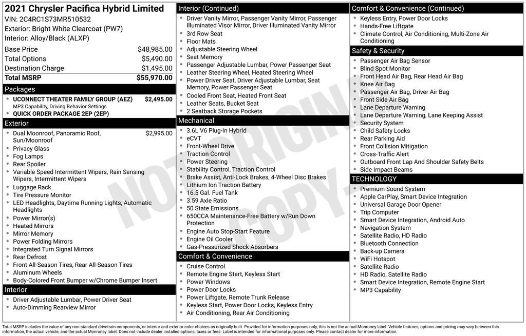 Used 2021 Chrysler Pacifica Limited w/ Uconnect Theater Family Group FWD image 5