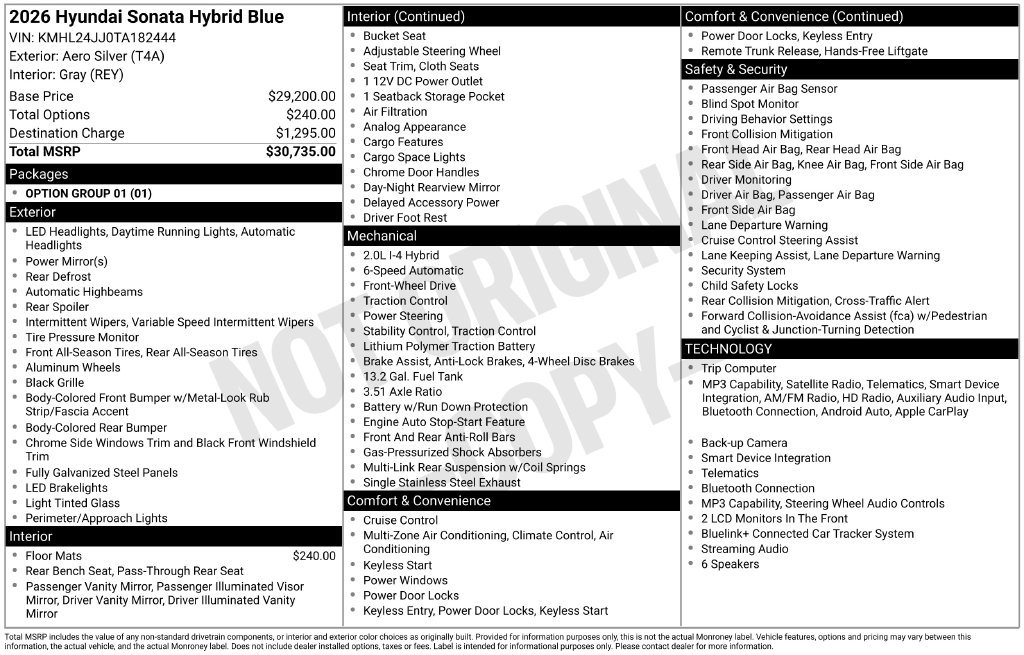 New 2026 Hyundai Sonata Blue FWD image 3
