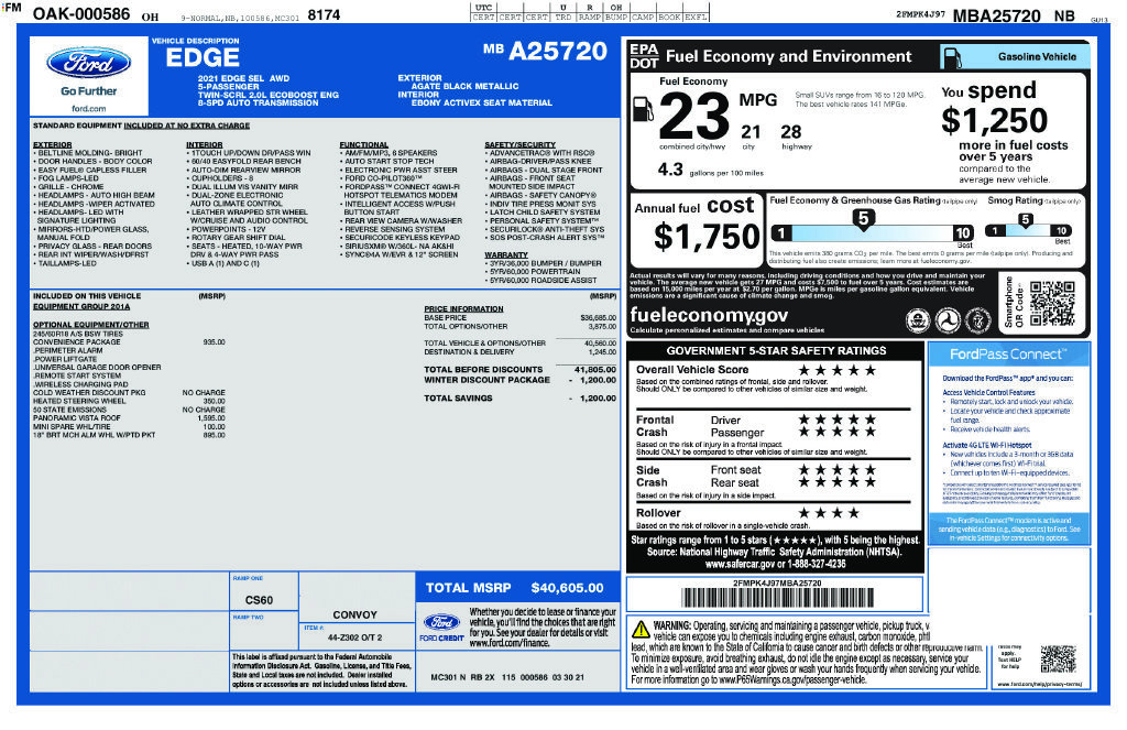 Used 2021 Ford Edge SEL w/ Convenience Package AWD/4WD image 28