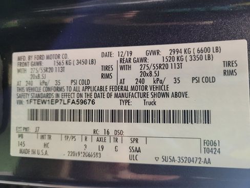 Used 2020 Ford F150 Lariat w/ Equipment Group 502A Luxury AWD/4WD image 33