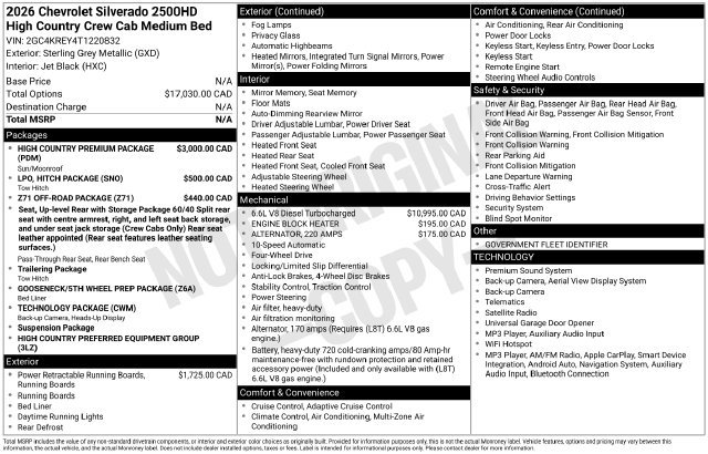 New 2026 Chevrolet Silverado 2500 High Country w/ High Country Premium Package AWD/4WD image 4