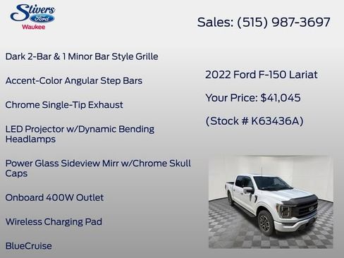 Used 2022 Ford F150 Lariat w/ Equipment Group 502A High AWD/4WD image 31