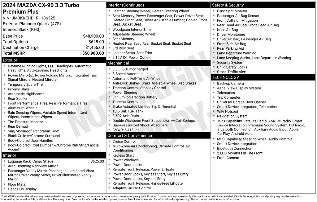 Certified 2024 MAZDA CX-90 3.3 Turbo w/ Premium Plus Pkg AWD/4WD image 39