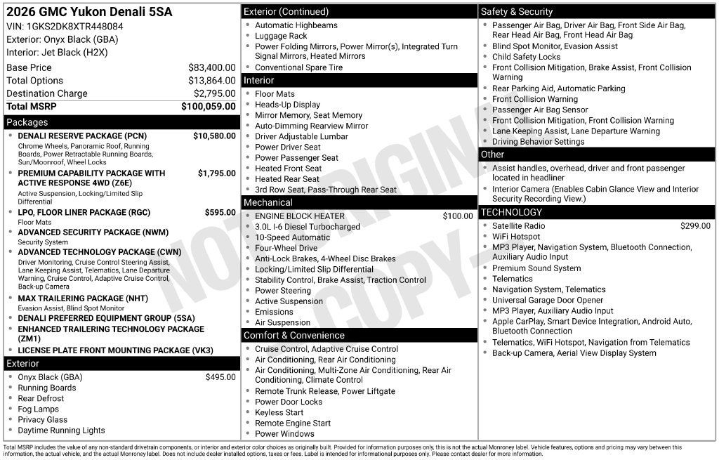 Used 2026 GMC Yukon Denali w/ Denali Reserve Package AWD/4WD image 1