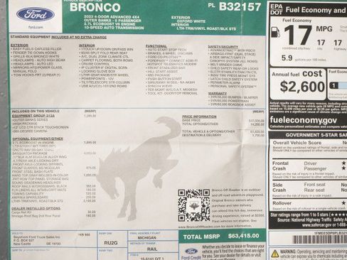 Used 2023 Ford Bronco Outer Banks w/ Sasquatch Package AWD/4WD image 55