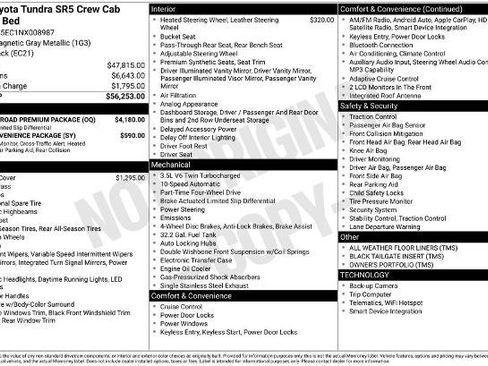 Used 2022 Toyota Tundra SR5 w/ TRD Off-Road Premium Package AWD/4WD image 6