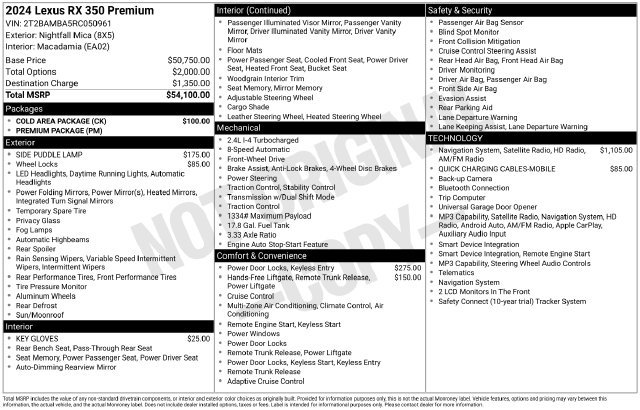 Used 2024 Lexus RX 350 Premium w/ Cold Area Package FWD image 36