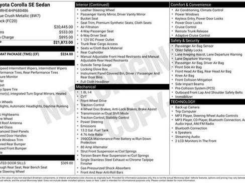 Used 2017 Toyota Corolla SE w/ Carpet Mat Package (TMS) FWD image 17