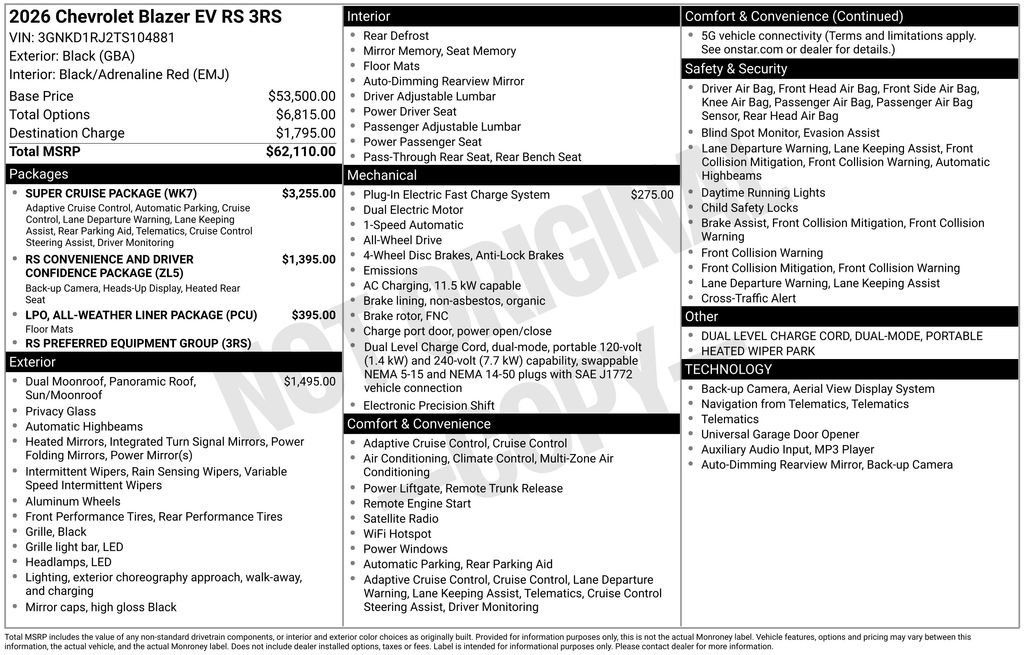New 2026 Chevrolet Blazer EV RS w/ Super Cruise Package AWD/4WD image 26