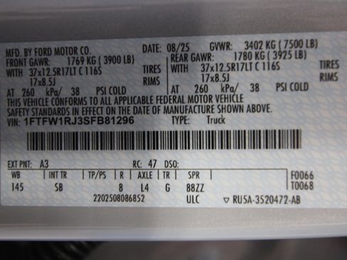 New 2025 Ford F150 Raptor w/ Equipment Group 803A Raptor R image 51