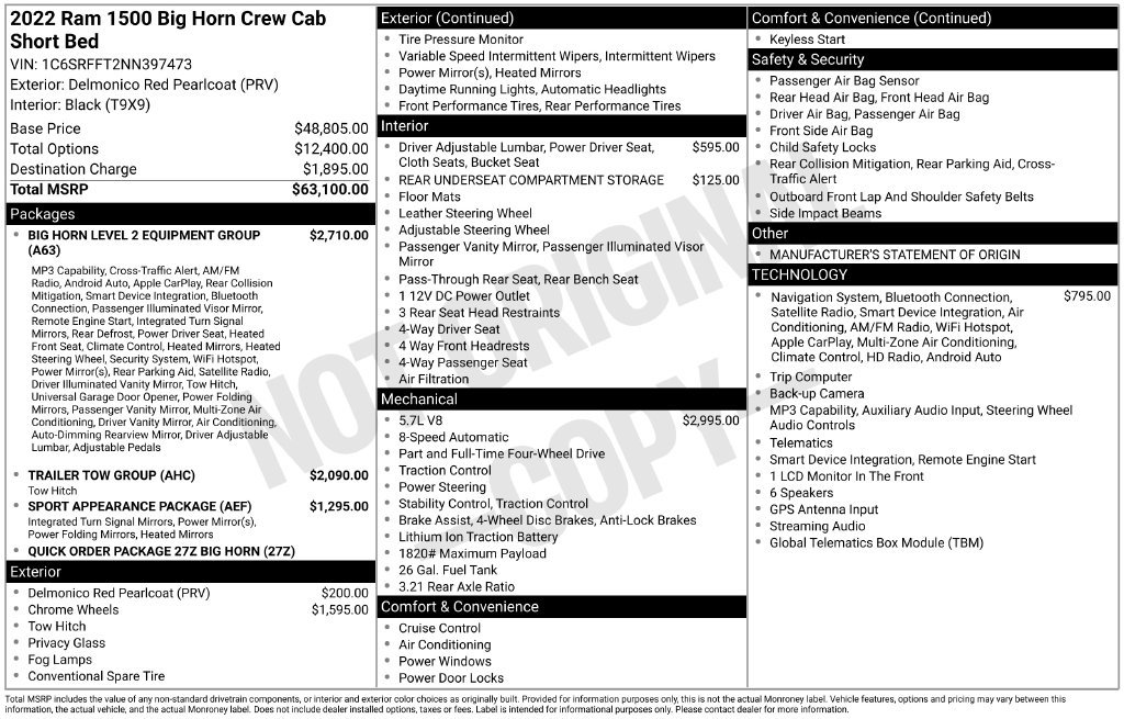 Used 2022 RAM 1500 Big Horn AWD/4WD image 1