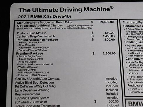 Used 2021 BMW X5 sDrive40i w/ Premium Package RWD image 30
