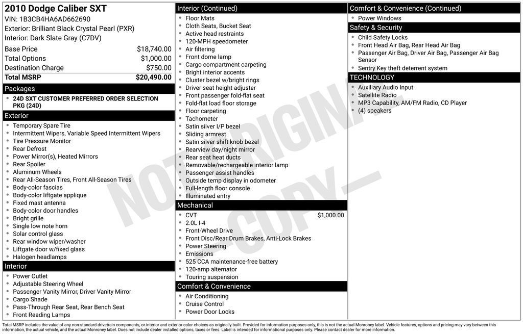 Used 2010 Dodge Caliber SXT FWD image 1