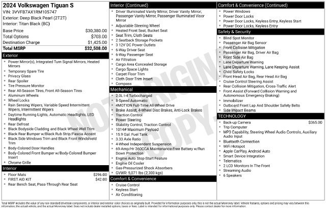 Certified 2024 Volkswagen Tiguan S AWD/4WD image 35