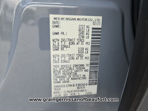 Used 2023 Nissan Frontier Pro-X w/ Pro Convenience Package RWD image 7