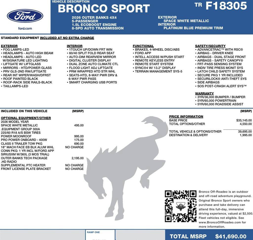 New 2026 Ford Bronco Sport Outer Banks w/ Outer Banks Tech Package+ AWD/4WD image 2