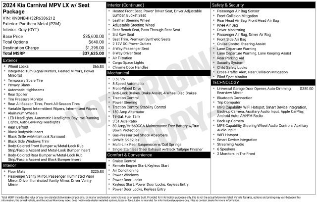 Used 2024 Kia Carnival LX FWD image 12