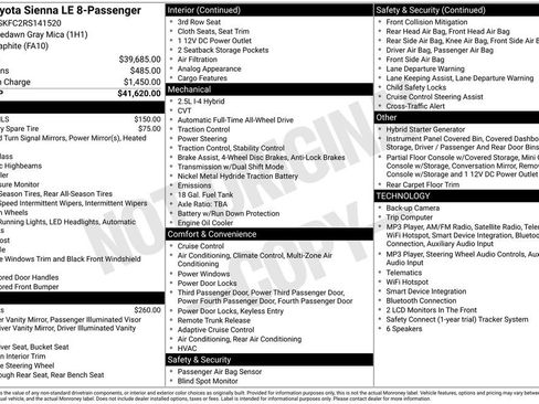 Used 2024 Toyota Sienna LE AWD/4WD image 44