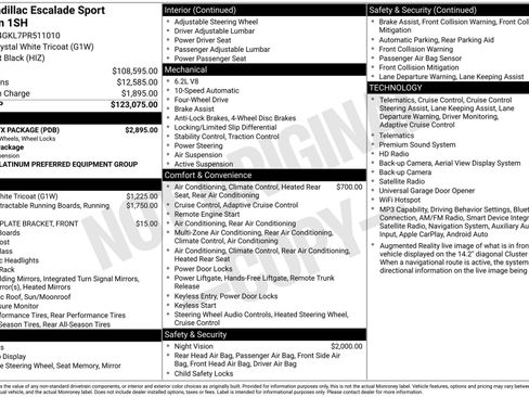 Certified 2023 Cadillac Escalade Sport Platinum w/ LPO, ONYX Package AWD/4WD image 51
