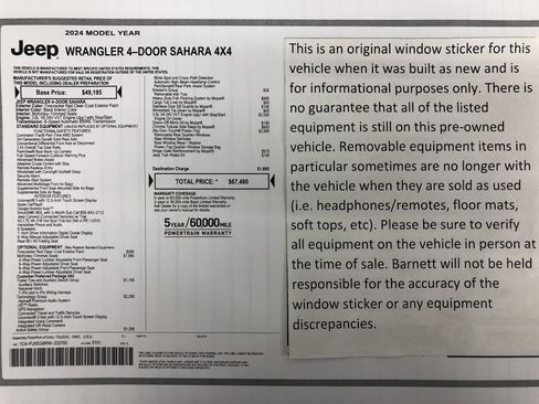 Certified 2024 Jeep Wrangler Sahara w/ Technology Group AWD/4WD image 2