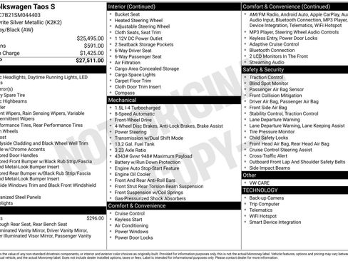 Certified 2025 Volkswagen Taos S image 7