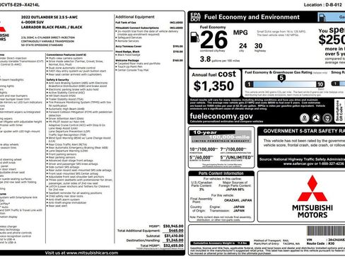 Used 2022 Mitsubishi Outlander SE image 36