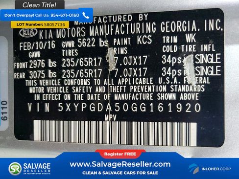 Used 2016 Kia Sorento LX w/ LX Convenience Package AWD/4WD image 17