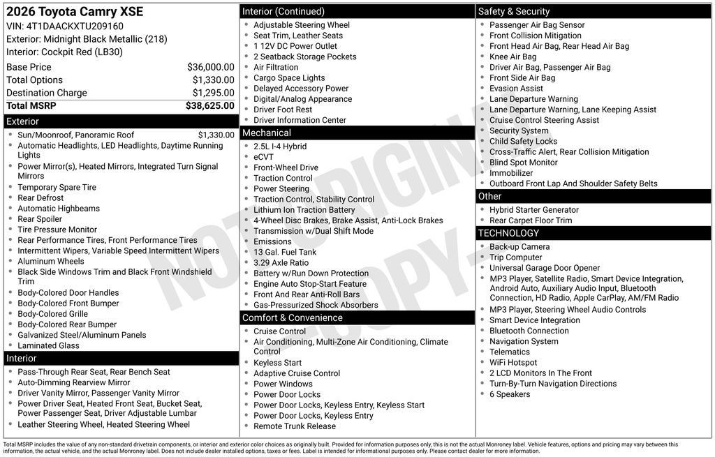 Certified 2026 Toyota Camry XSE FWD image 30