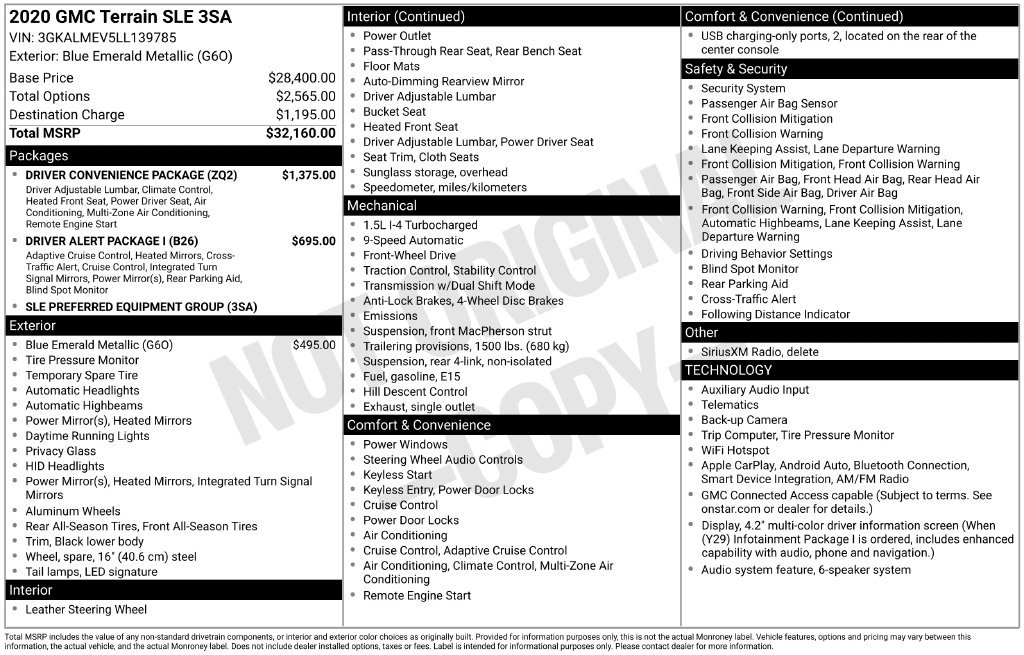 Used 2020 GMC Terrain SLE w/ Driver Convenience Package FWD image 7