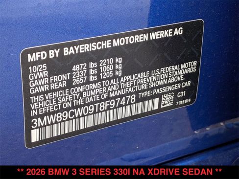 New 2026 BMW 330i xDrive Sedan w/ M Sport Package image 31