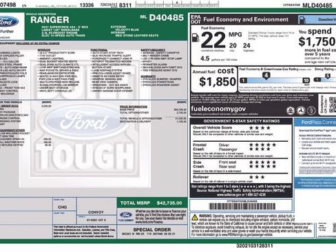 Used 2021 Ford Ranger Lariat w/ Equipment Group 501A High AWD/4WD image 5