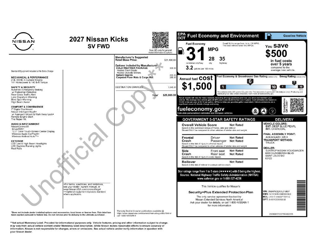 Certified 2027 Nissan Kicks SV w/ Cold Weather Package FWD image 5