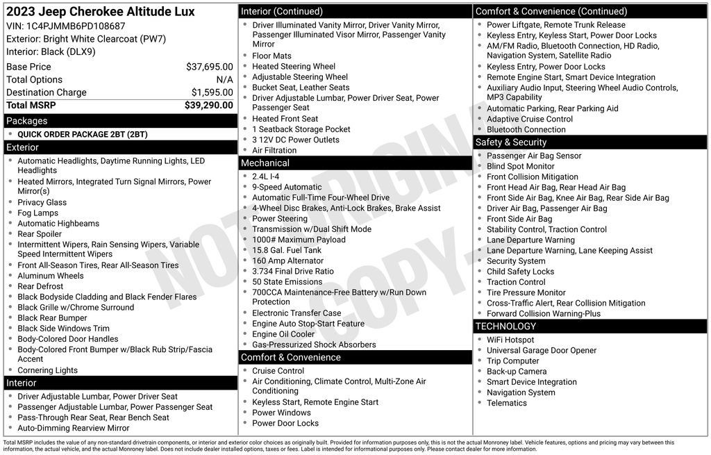 Certified 2023 Jeep Cherokee Altitude Lux AWD/4WD image 11