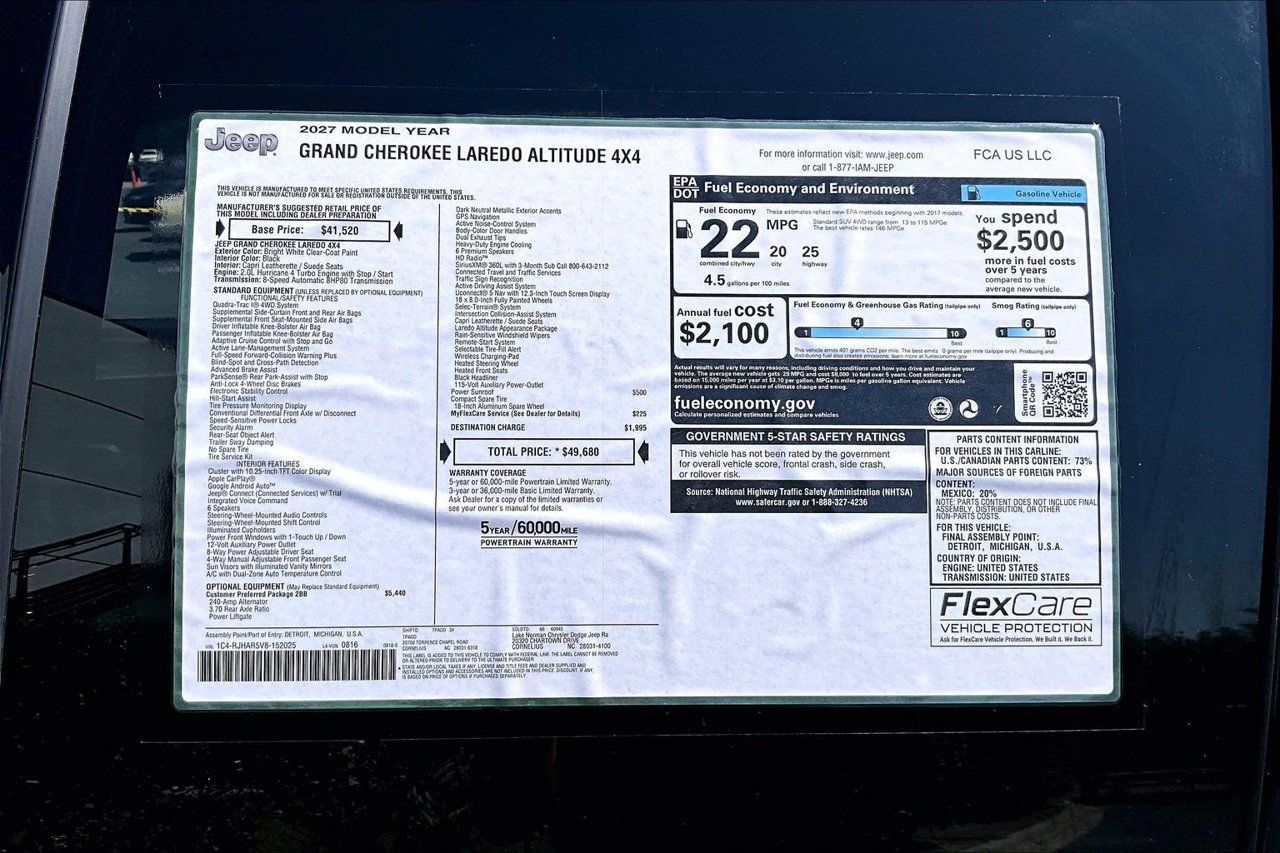 New 2027 Jeep Grand Cherokee Altitude AWD/4WD image 38