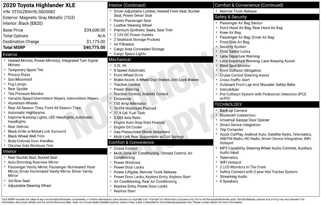 Used 2020 Toyota Highlander XLE FWD image 5