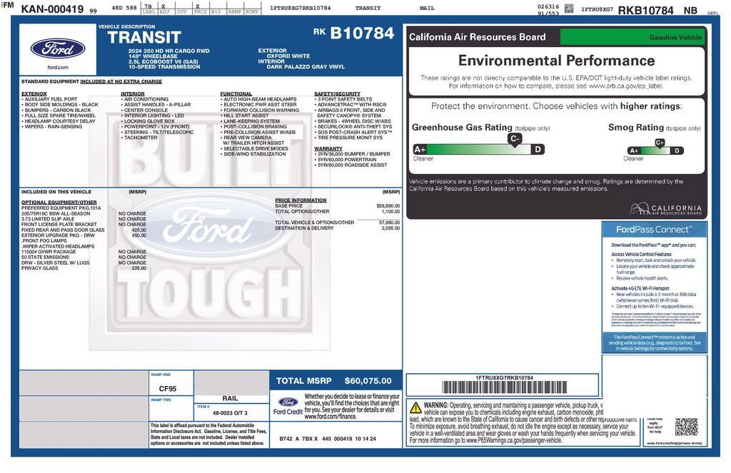 Used 2024 Ford Transit 350 148 High Roof Extended DRW w/ Exterior Upgrade Package RWD image 2