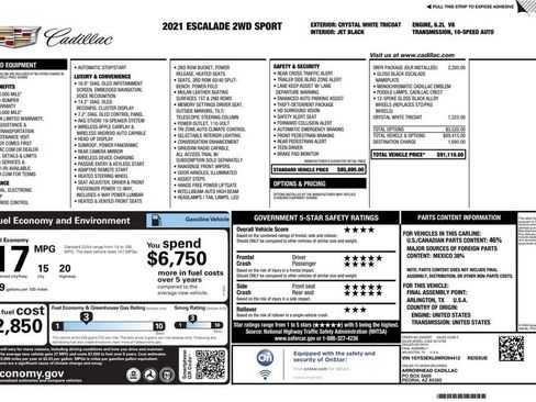 Used 2021 Cadillac Escalade Sport w/ LPO, ONYX Package image 2