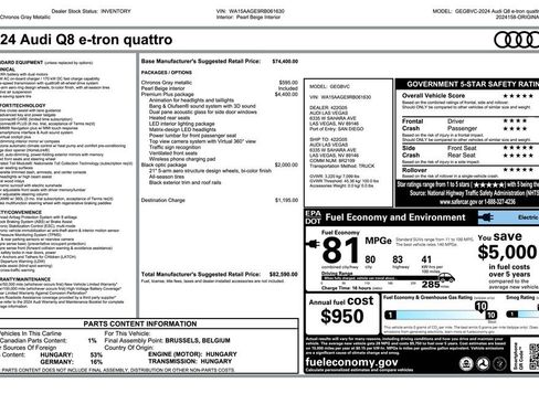 Used 2024 Audi Q8 e-tron Premium Plus w/ Premium Plus Package AWD/4WD image 3