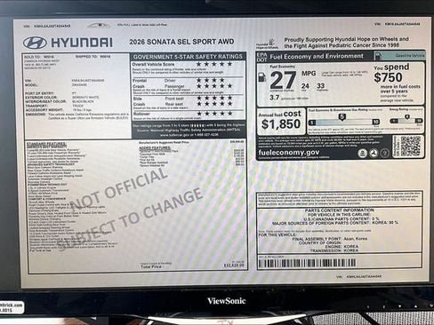 Certified 2026 Hyundai Sonata SEL AWD/4WD image 19