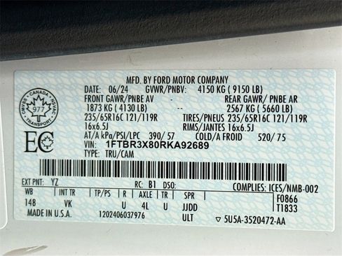 Used 2024 Ford Transit 250 148 High Roof Extended w/ Load Area Protection Package image 27