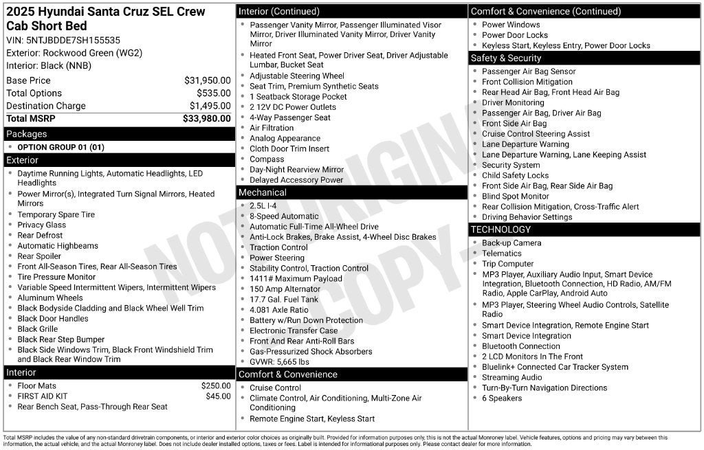 Certified 2025 Hyundai Santa Cruz SEL AWD/4WD image 3