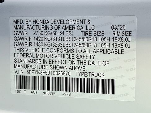 New 2026 Honda Ridgeline RTL image 18