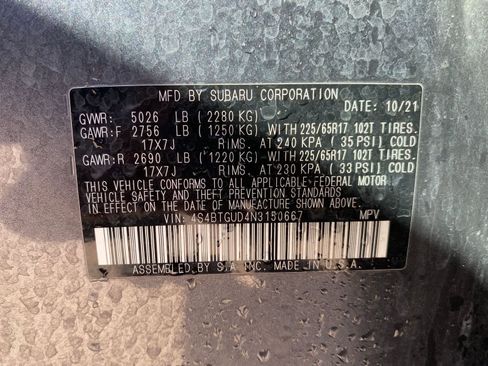 Certified 2022 Subaru Outback Wilderness w/ Wilderness Package image 35