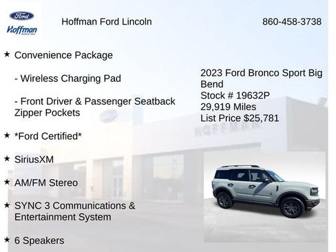 Certified 2023 Ford Bronco Sport Big Bend w/ Convenience Package AWD/4WD image 12