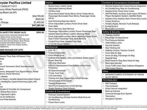 Used 2020 Chrysler Pacifica Limited w/ Advanced Safetytec Group image 53