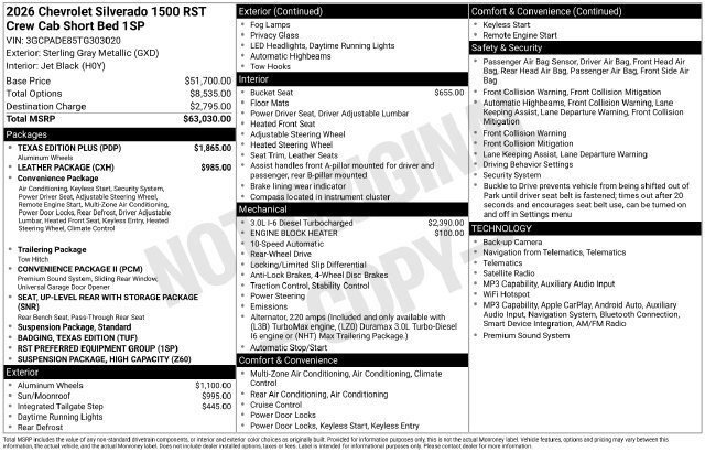 Used 2026 Chevrolet Silverado 1500 RST w/ Texas Edition Plus RWD image 52