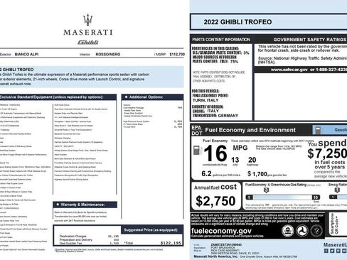 Certified 2022 Maserati Ghibli Trofeo RWD image 14