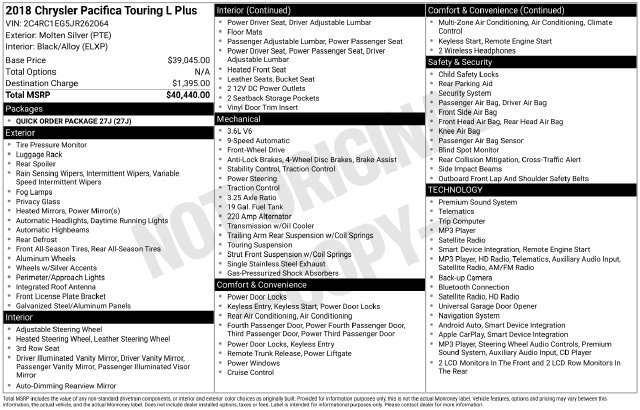 Used 2018 Chrysler Pacifica Touring-L Plus FWD image 32