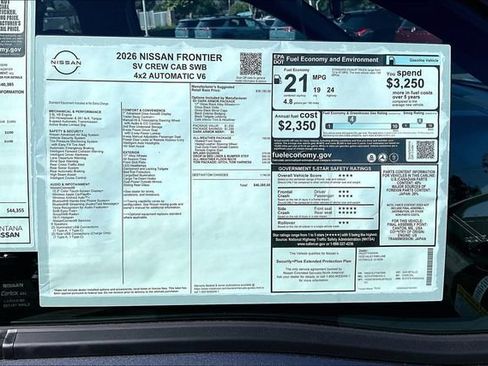 New 2026 Nissan Frontier SV w/ All-Weather Content Package RWD image 13