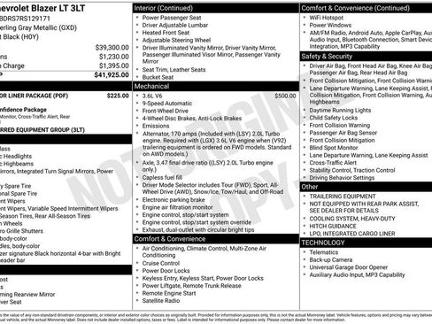 Used 2024 Chevrolet Blazer LT w/ LPO, Floor Liner Package image 2